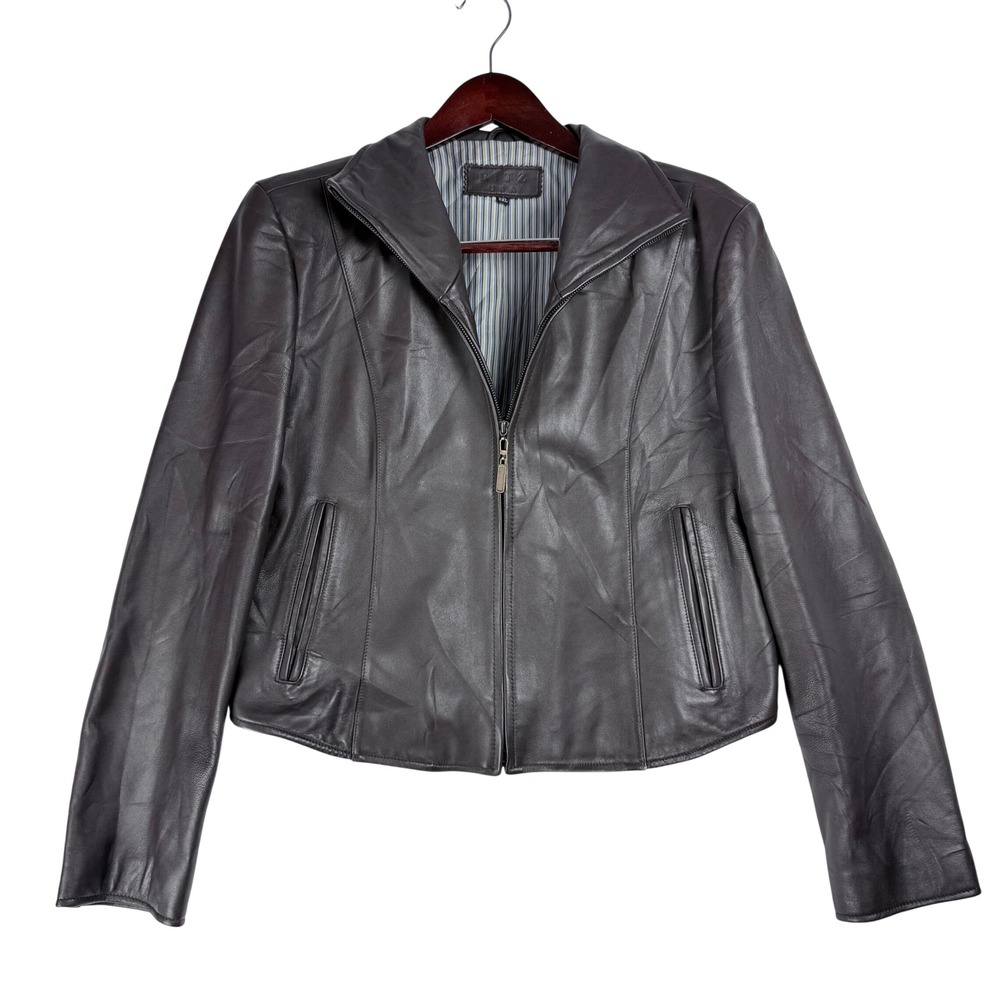 Ritz USA Leather Jacket Womens 2XL Brown Zip Up Moto Dark Academia Classic